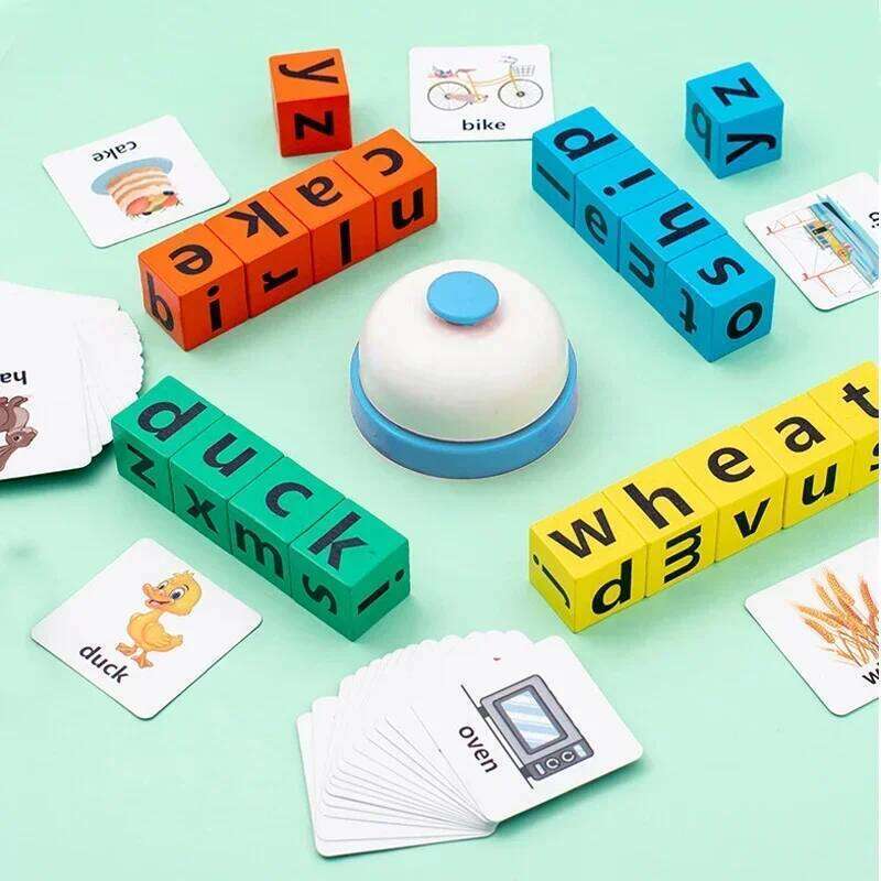Childrens Wooden Montessori Letters Block Cognitive Pairing Learning Word Matching Puzzle Education Toys Battle Game