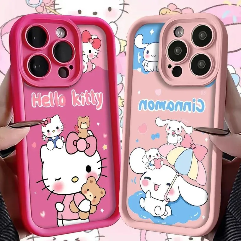 Wenefang Sanrio Hello Kitty Kuromi Case for Samsung Galaxy S24 Ultra S23 S22 S21 FE S20 Plus Note 20 10 Pro A34 A54 A33 A53 Clear Cover