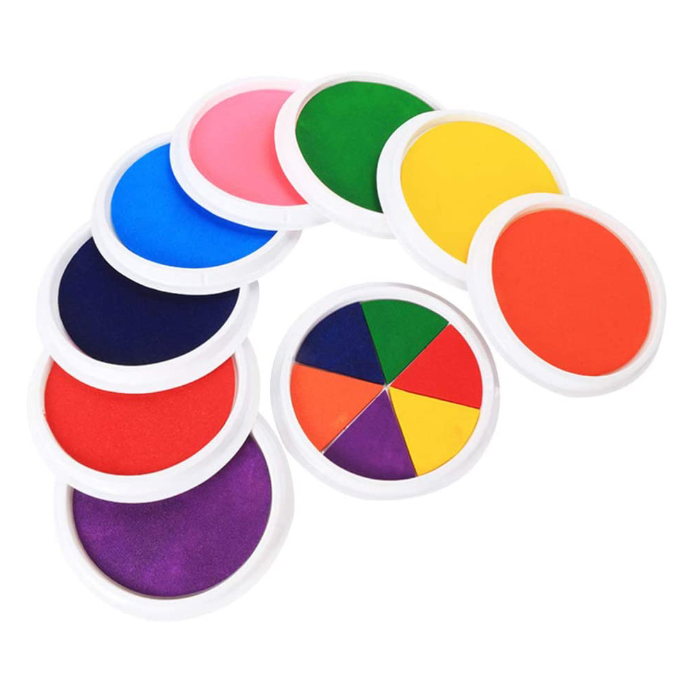 9Pcs Craft Ink Pad Stamps Partner Rainbow DIY Multicolor Craft Stamp Pad for Kids Children Stamps Paper Wood Fabric