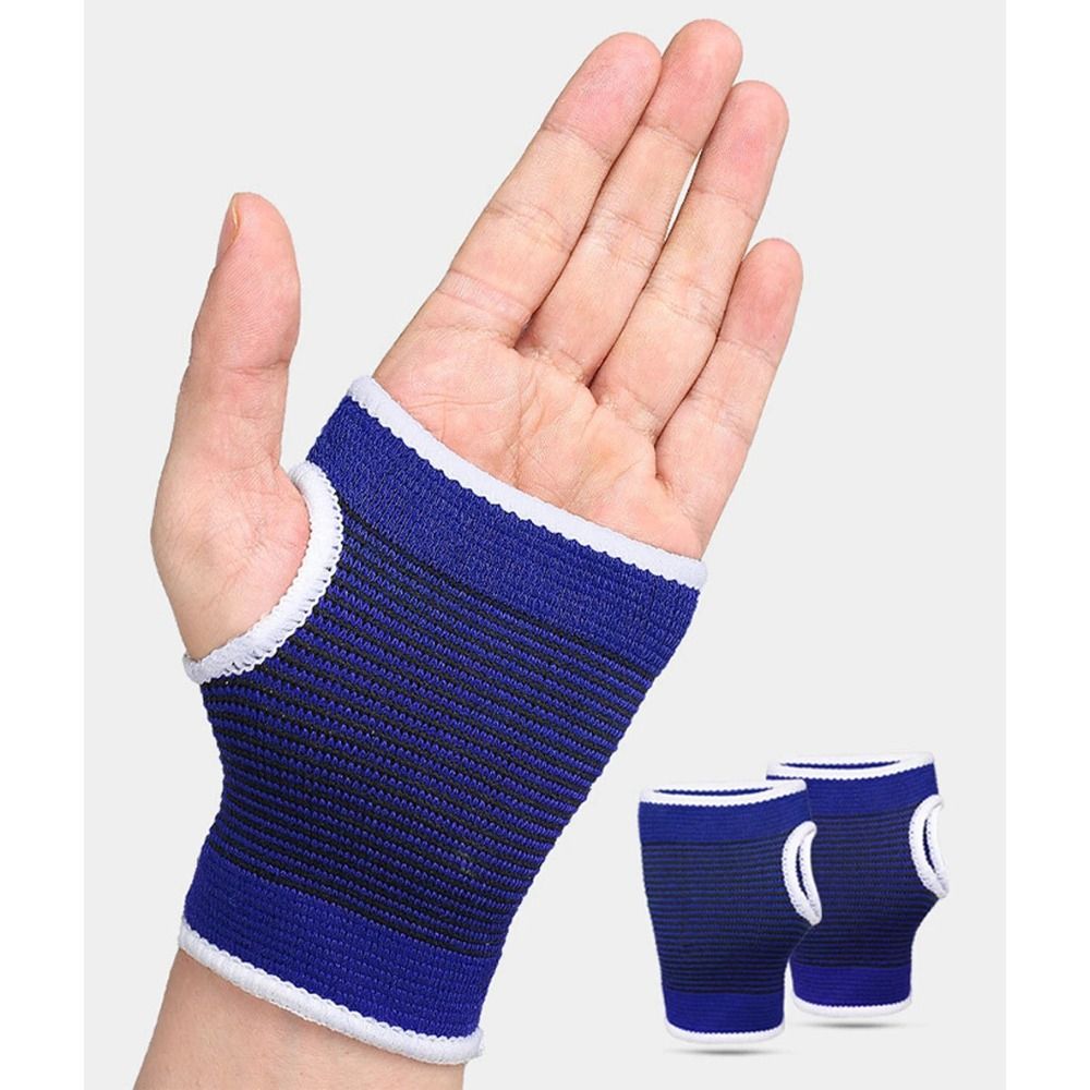 2PCS New Polyester Cotton Elastic Wristband Anti Sprain Muscle Protect Carpal Tunnel Brace Adjustable Blue Wrist Support Unisex