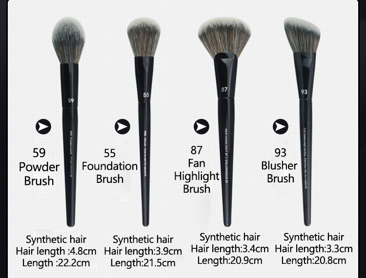 Soft Round Toe Blush Brush #Precision 1 Piece Powder Brush Black 59 Setting Bronzer Face Beauty Tool