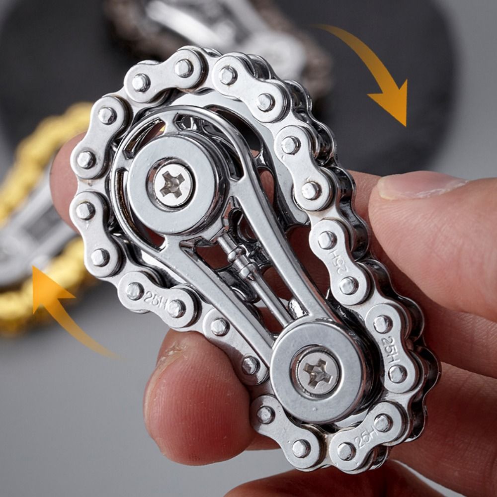 Creative Chains Gear Fingertip Gyro Mechanical Gyroscope Fingertip Sprocket Hand Spinner Chain Gear Spinning Top Metal Wheel Gear Chain Gyroscope Adult