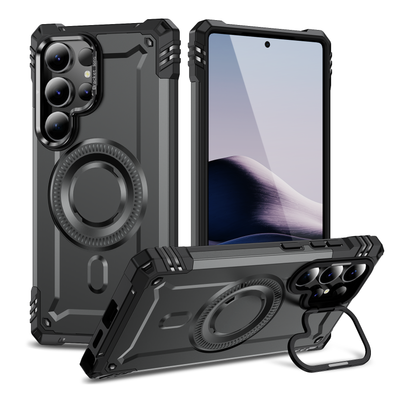 HODON Luxury Lens Holder Stand Magnetic Phone Case for Samsung Galaxy S23 S24 S25 Ultra Plus S23 FE A54 A35 A34 A15 A06 A16 5G Cases Wireless Charge Armor Protect Cover