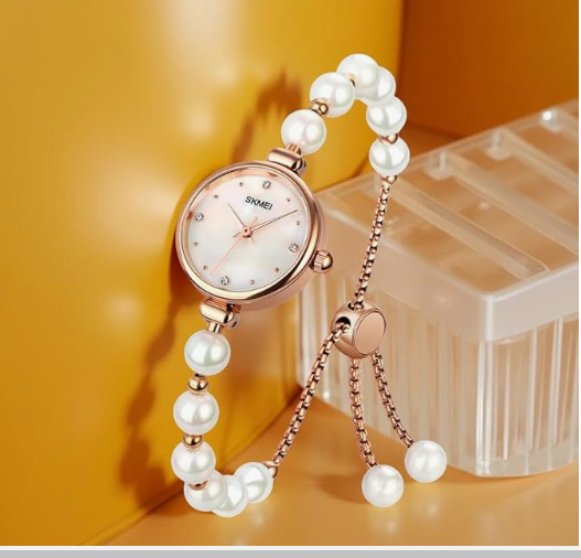 Luxury Watch Bracelet Diamond Ladies Small Rose Gold Fashion Luxury Thin Waterproof Analog Quartz Casual Wife Gift Silver Watch .Pearl WhiteDial, Fashion Casual Gift for Wife & Girls