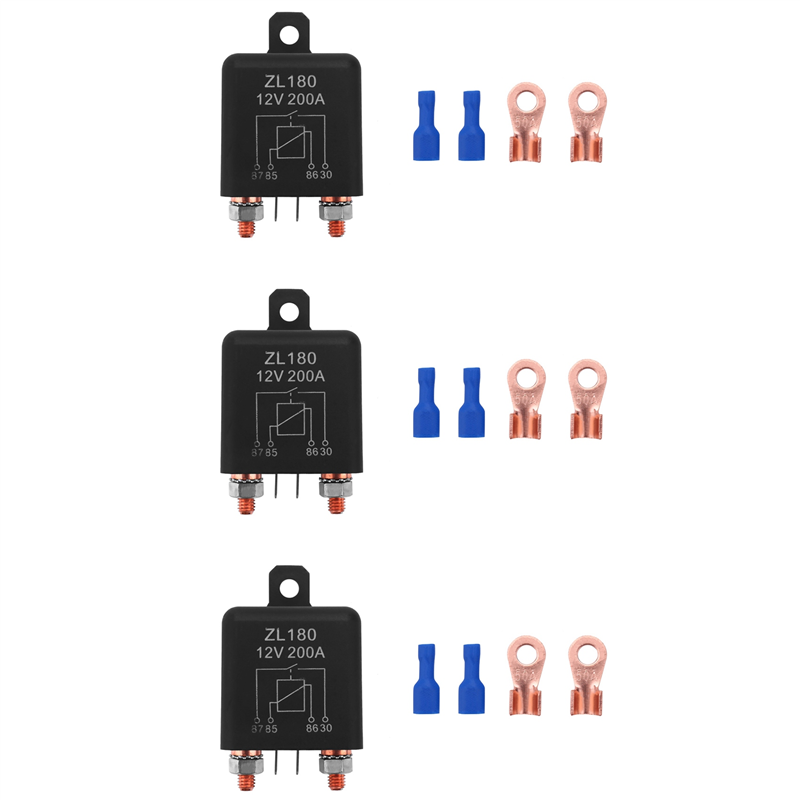 FORIDE 12V 200A Relay Car Truck Engine Automobile Boat Car Heavy Duty Split Charging ZL180 with 2 Pin Footprint [3 Set]