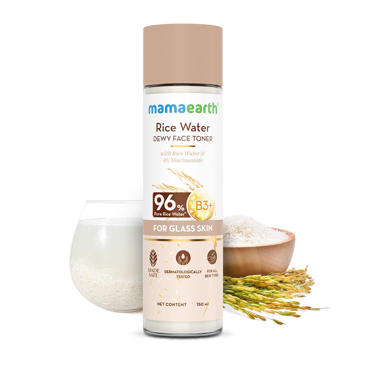 Mamaearth Rice Water Dewy Face Toner with Rice Water & 4% Niacinamide for Glass Skin 150ML