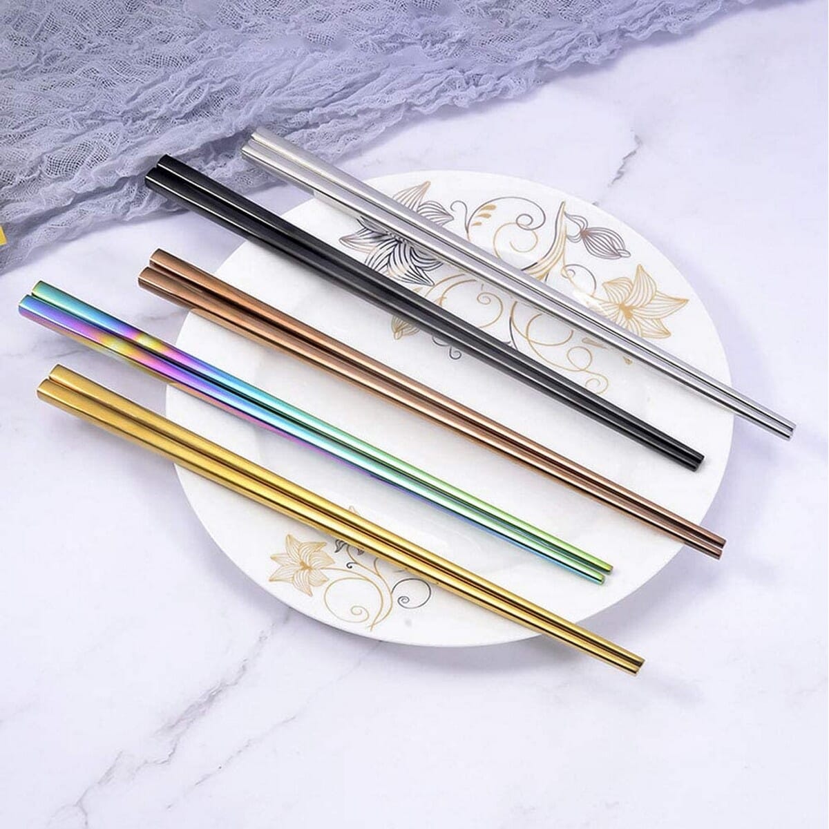 Stainless Steel Chopstick 5 Pairs (10 Pieces) of Steel ChoPSTICK