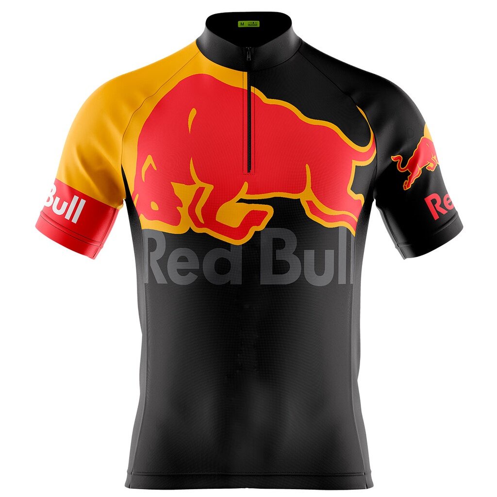 NEW SALE FULL ZIP Men's Cycling Jersey Red-Bull Mountain Bike Black Cycling Top Riding Clothes