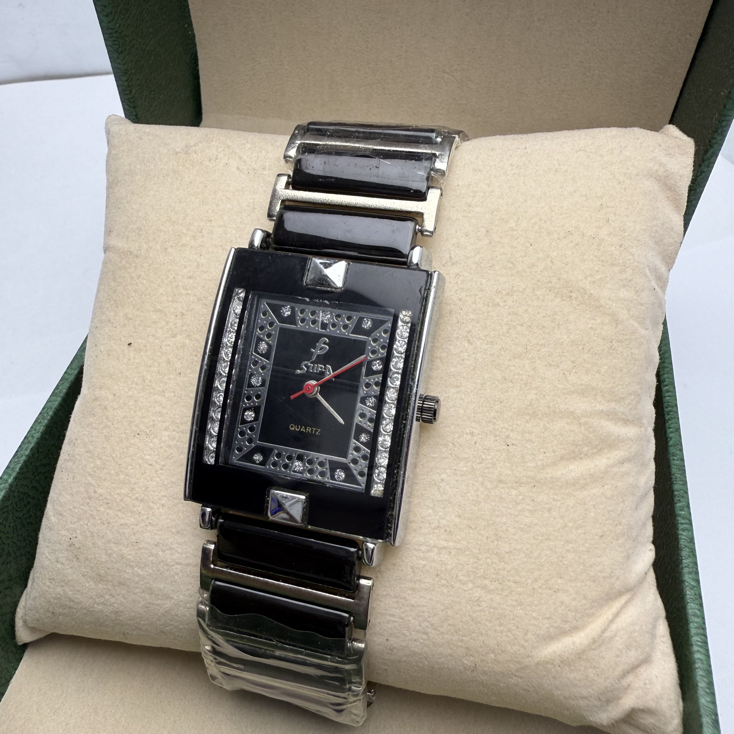Water Proof Square Shape Stainless Steel Full Black Color Stylish And Attractive Design Quartz Watch For Women|| Sold By Time Plaza