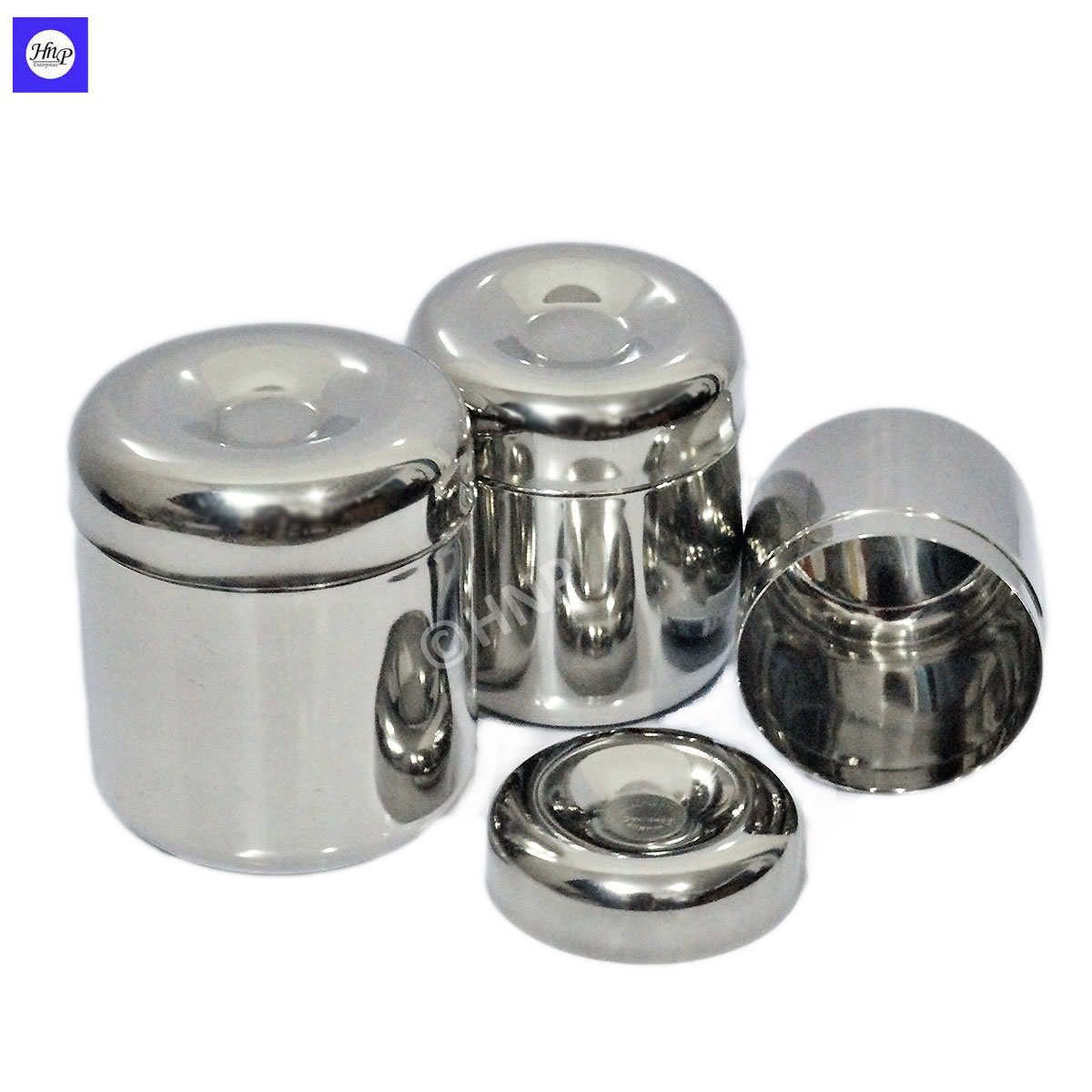 DeviDayal Stainless Steel Apple Shaped Deep Dabba( Container ) Set Of 3 ( 10 cm to 12 cm)
