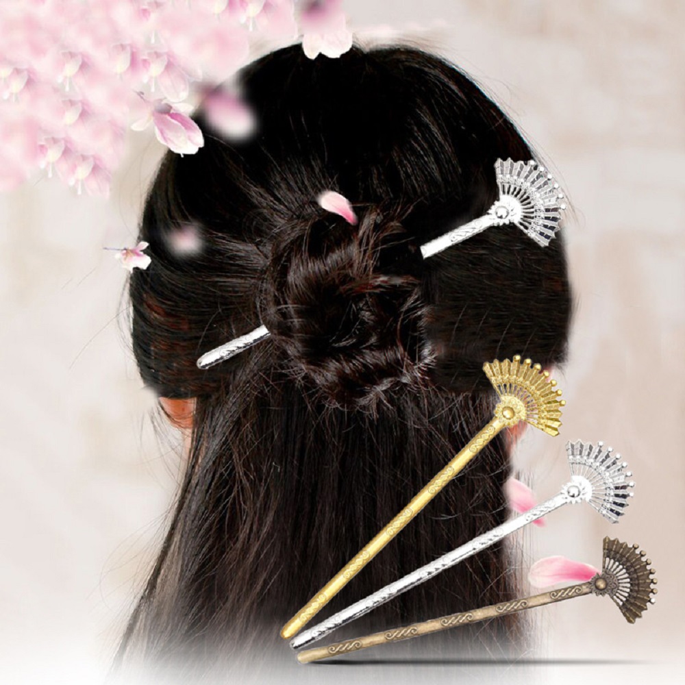 Girls Fan-shaped Chopsticks Hairpin Hair Stick Headwear Hair Jewelry