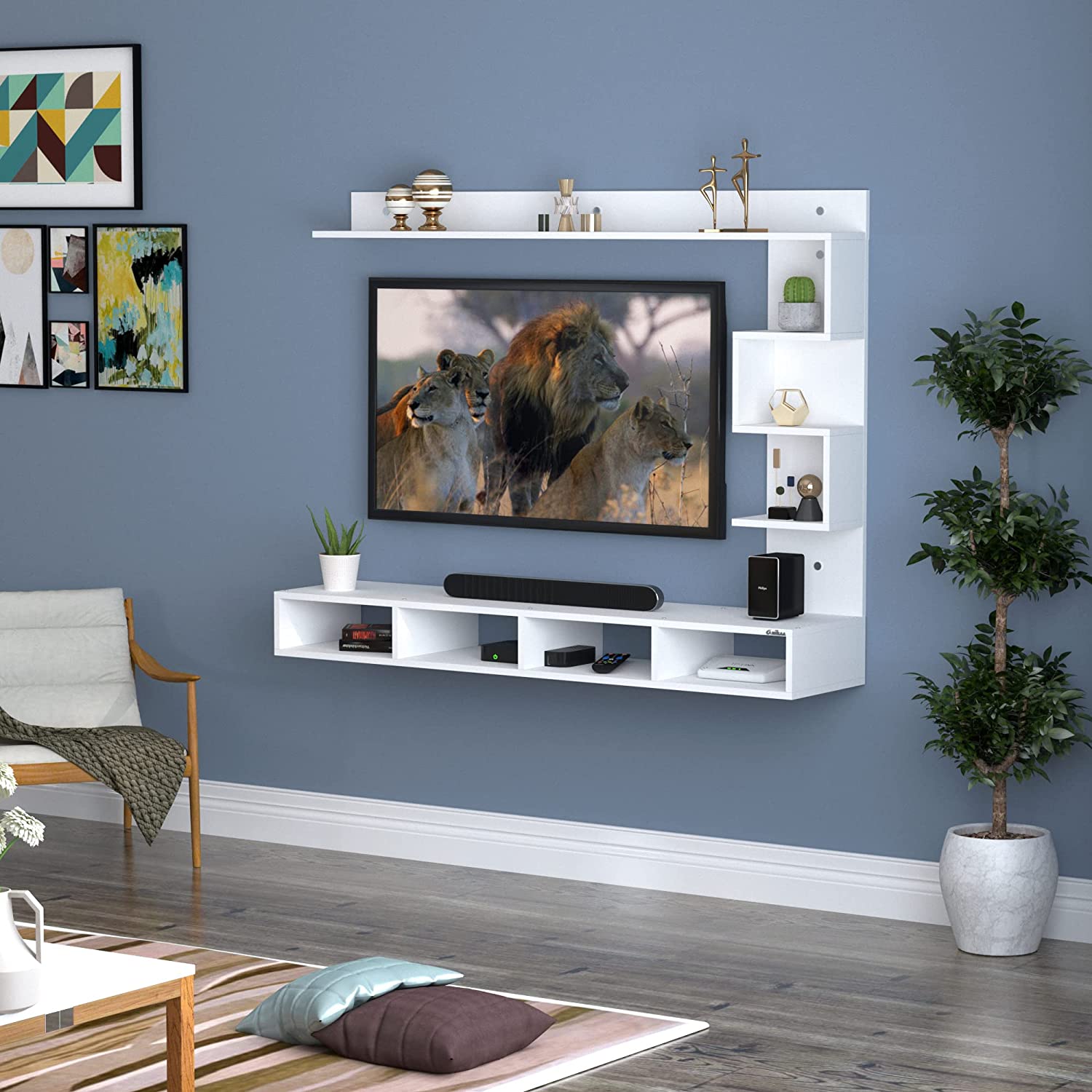 Kamakhya Decor TV Unit/TV Stand/TV Cabinet/TV Entertainment Unit/Set Top Box Stand (White)