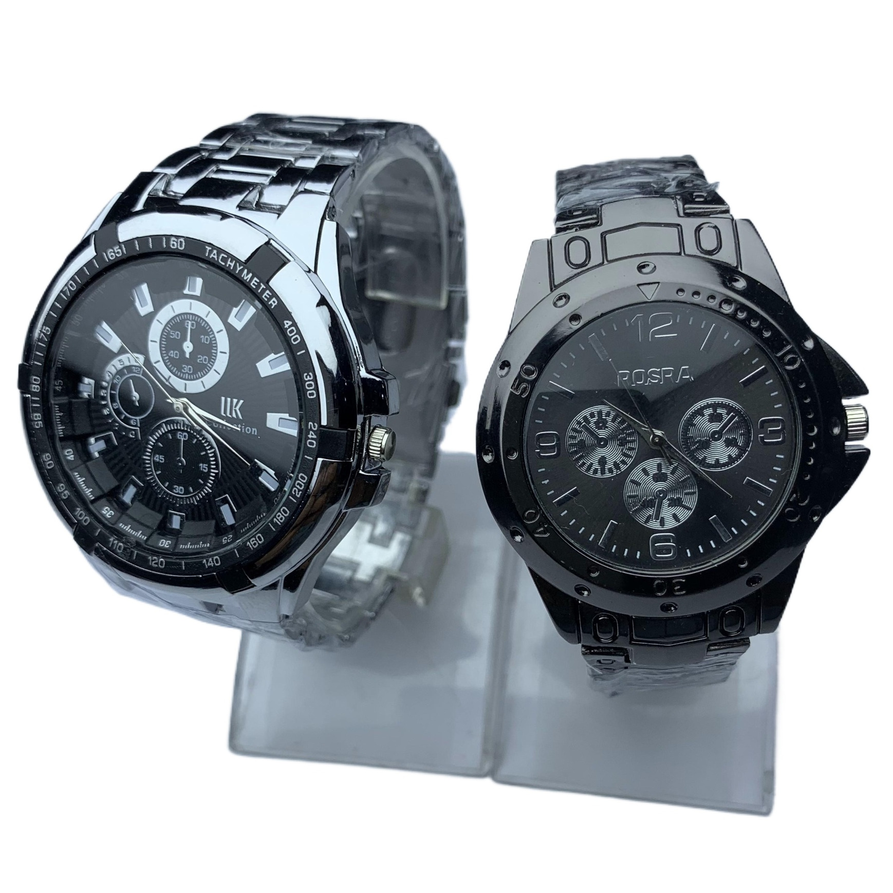 Fashinable Stainless Steel Round Black Dial Black/Silver Color Chain Best Quality Watch For Couple- Best Suppliers