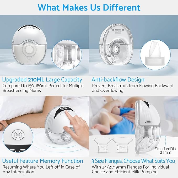 Electrical Wearable Breast Pump 210ML Hands Free Portable Breast Pump
