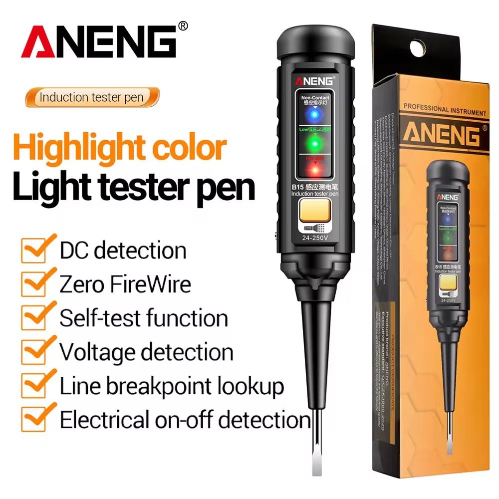 ANENG B15 One-word Voltage Detector Professional Color Indicator Light Electrician Induction Teste Pen Smart Portable Voltage Test Pen