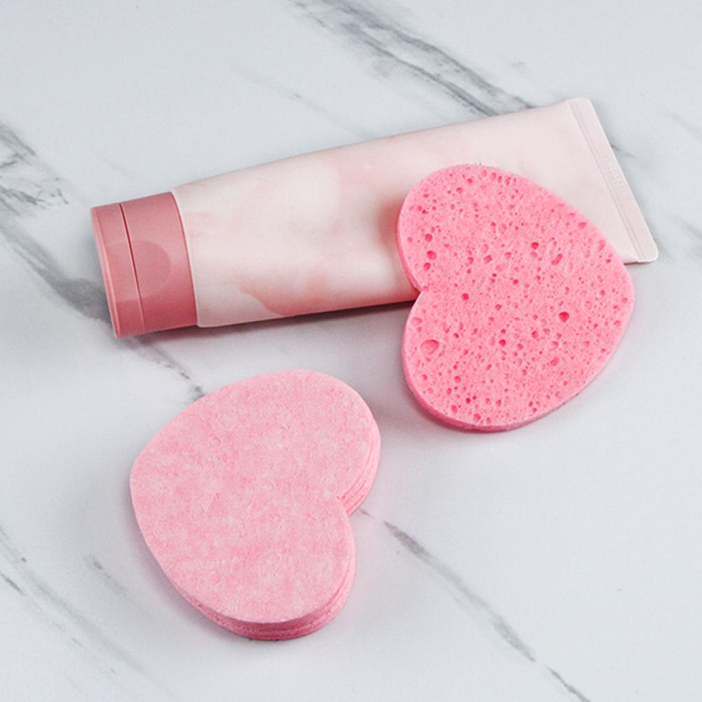 New 10pcs Heart-shaped Compressed Cleansing Puffs Tool Pulp Remover Puff Wood Compressed Makeup Washing Natural Cotton S G5s6
