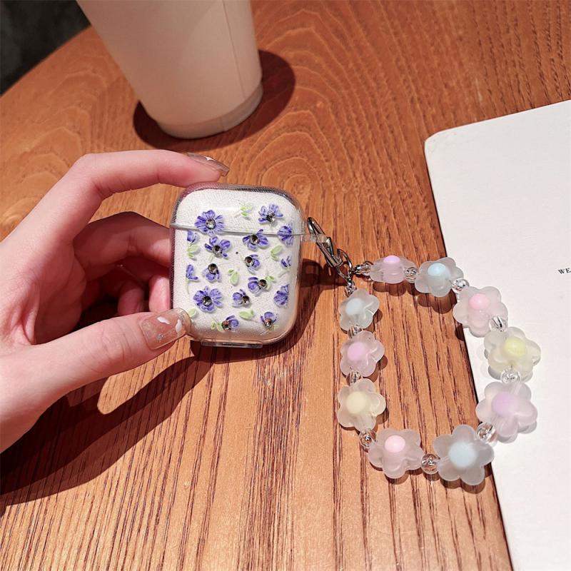 Suitable For AirPodsPro2 Earphone Case Glitter Powder Transparent Soft Shell 1/2/3 Generation Dot Drill Bracelet Pendant SMGSLIB Mother