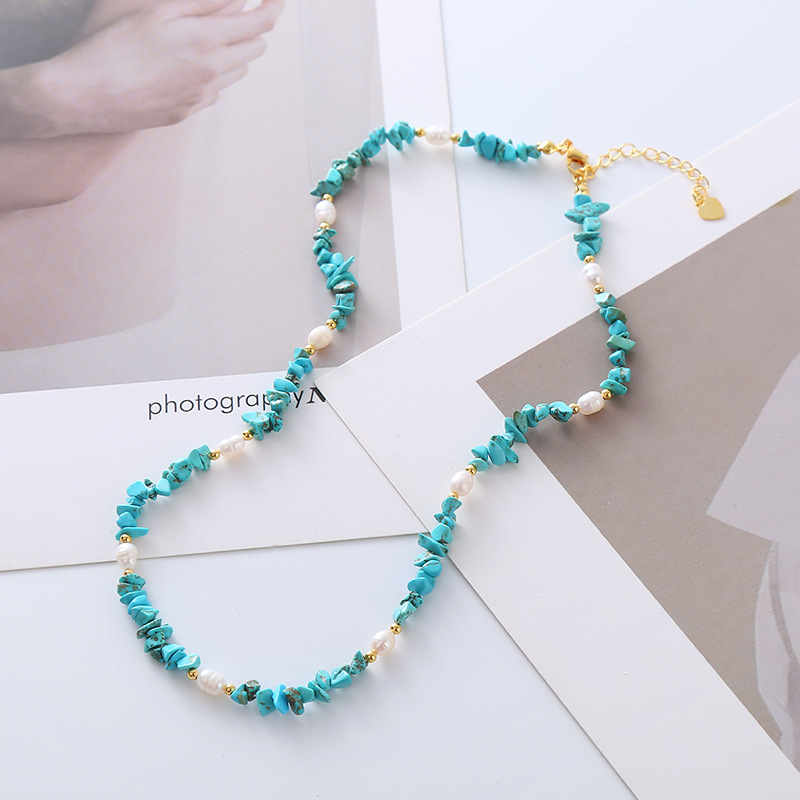 【Mega Sale】Wind Stone Necklace Pearl Arrival Popular Bohemian Turquoise Necklace for Women