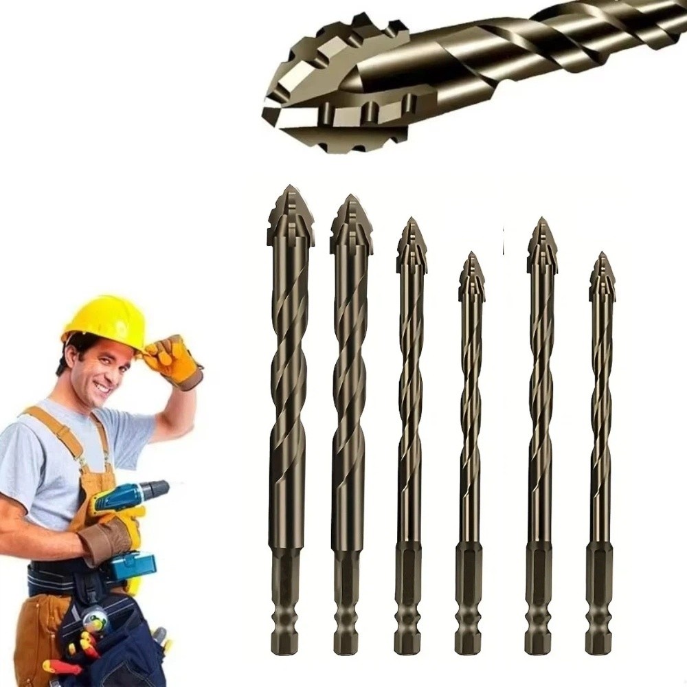 4PCS Long-Lasting Durability 6/8/10/12 MM Hex Shank Drill Bit Set Heavy-Duty Tungsten Carbide Eccentric Drill Bit Set Hole Opener High Hardness Drilling Head DIY Home Improvement