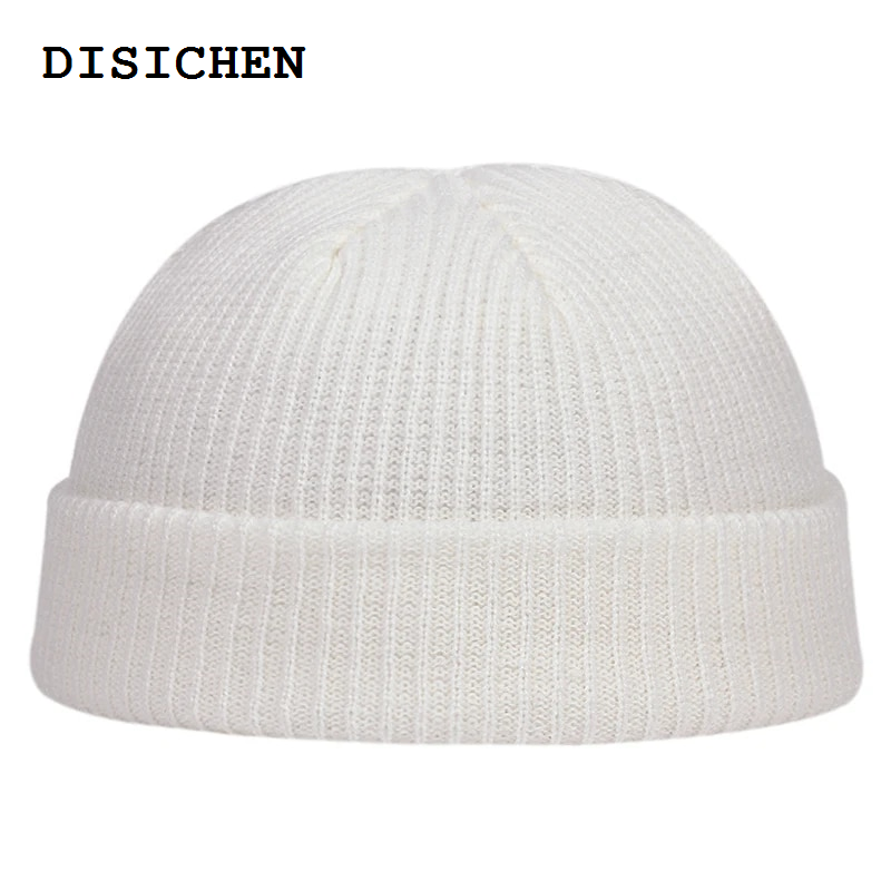 DISICHEN New style Autumn Winter Melon Cap Men women Knitted Hat Beanie Skullcap Sailor Caps Cuff Short Brimless Retro Navy Style Hats casquette