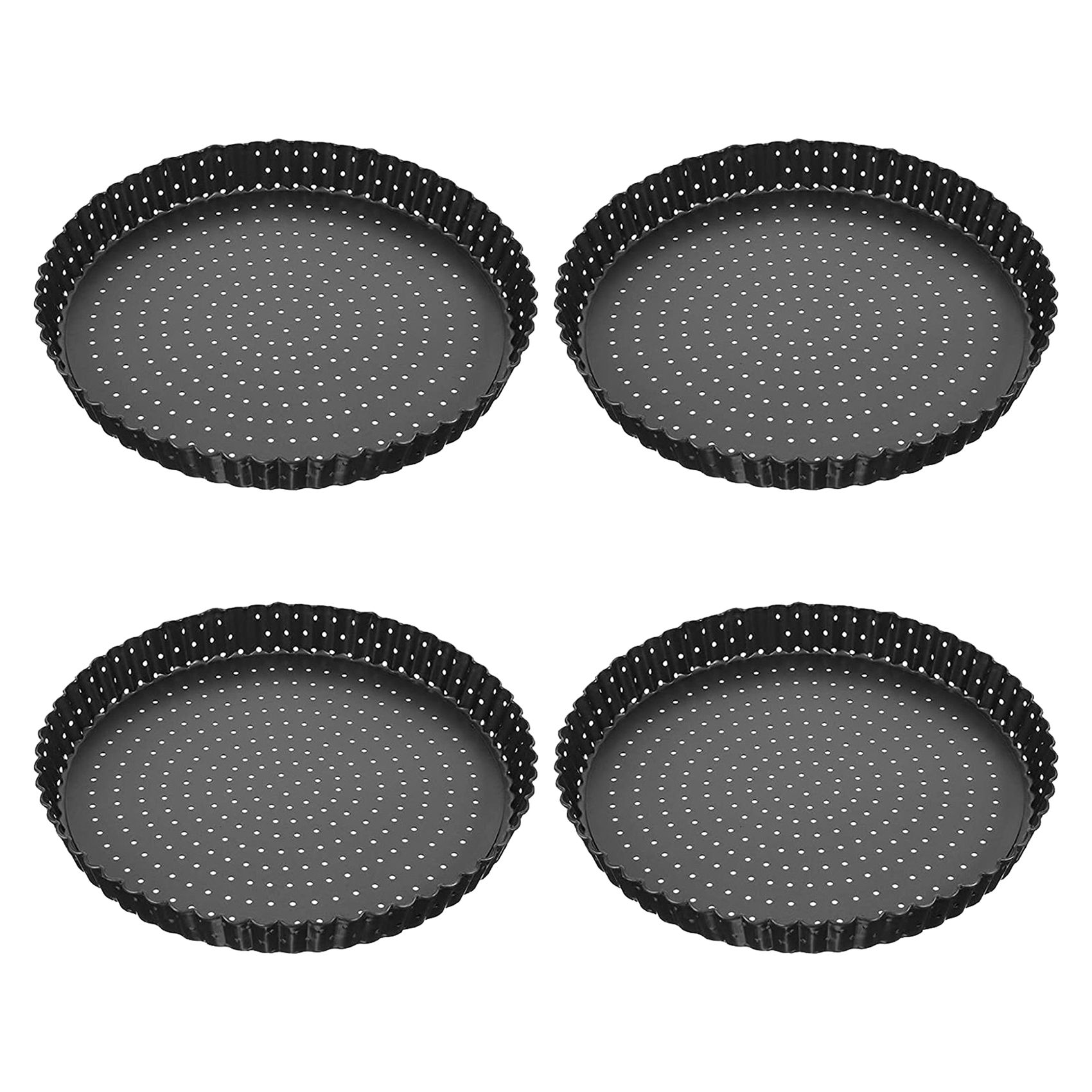 NAMUNY 4 Pack Quiche Tart Pan,5 Inch Round Perforated Pizza Baking Tray Non-Stick Tart Tin with Holes for Cakes,Pies,Quiches