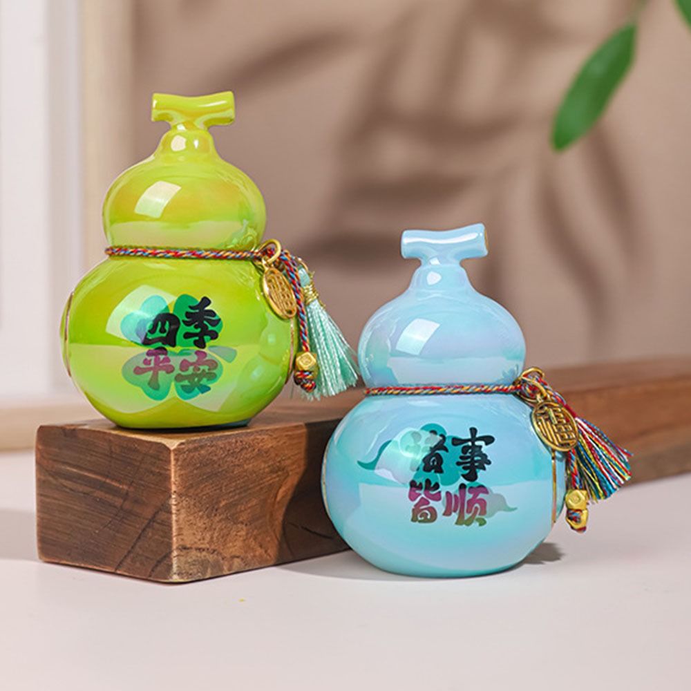 Wealth Creative Mini Gourd Figurine Portable Chinese Style Mini Gourd Statue Colorful with Tassels Home Decoration Tabletop Ornaments