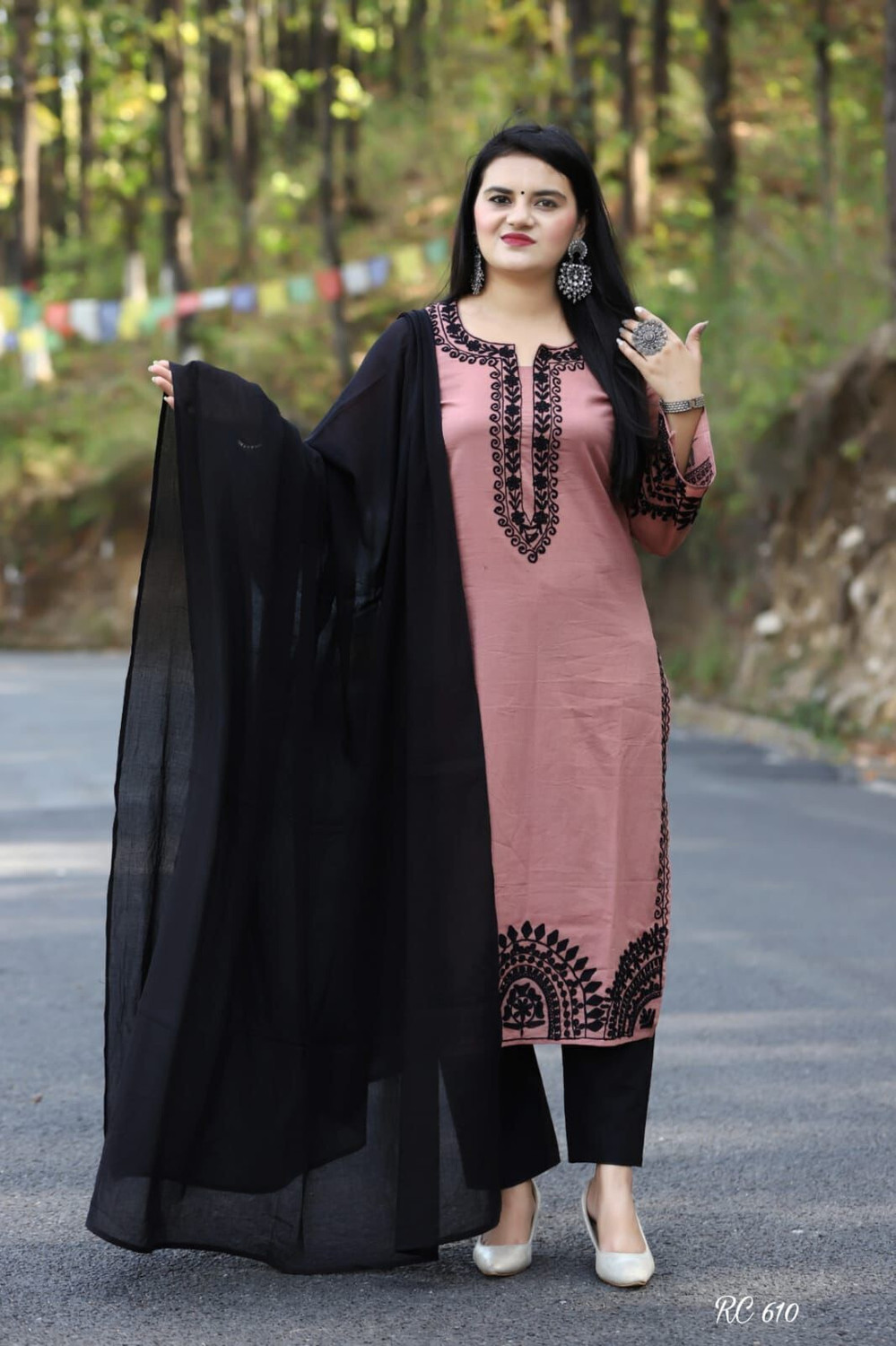 Fabdale Embroidered Rayon Kurta Pant Set with Dupatta | Wedding, Festive & Casual Wear (PLDI-022)