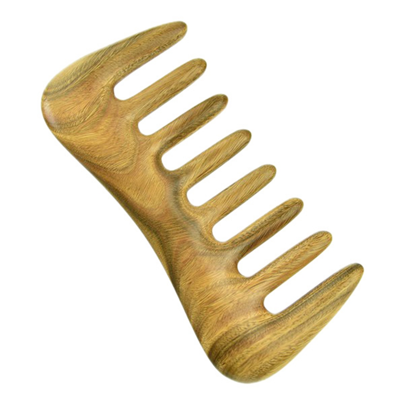 NAMUNY 1Pcs Green Wide Tooth Hair Comb - Natural Wood Comb for Curly Hair - No Static for Massage Comb Detangling
