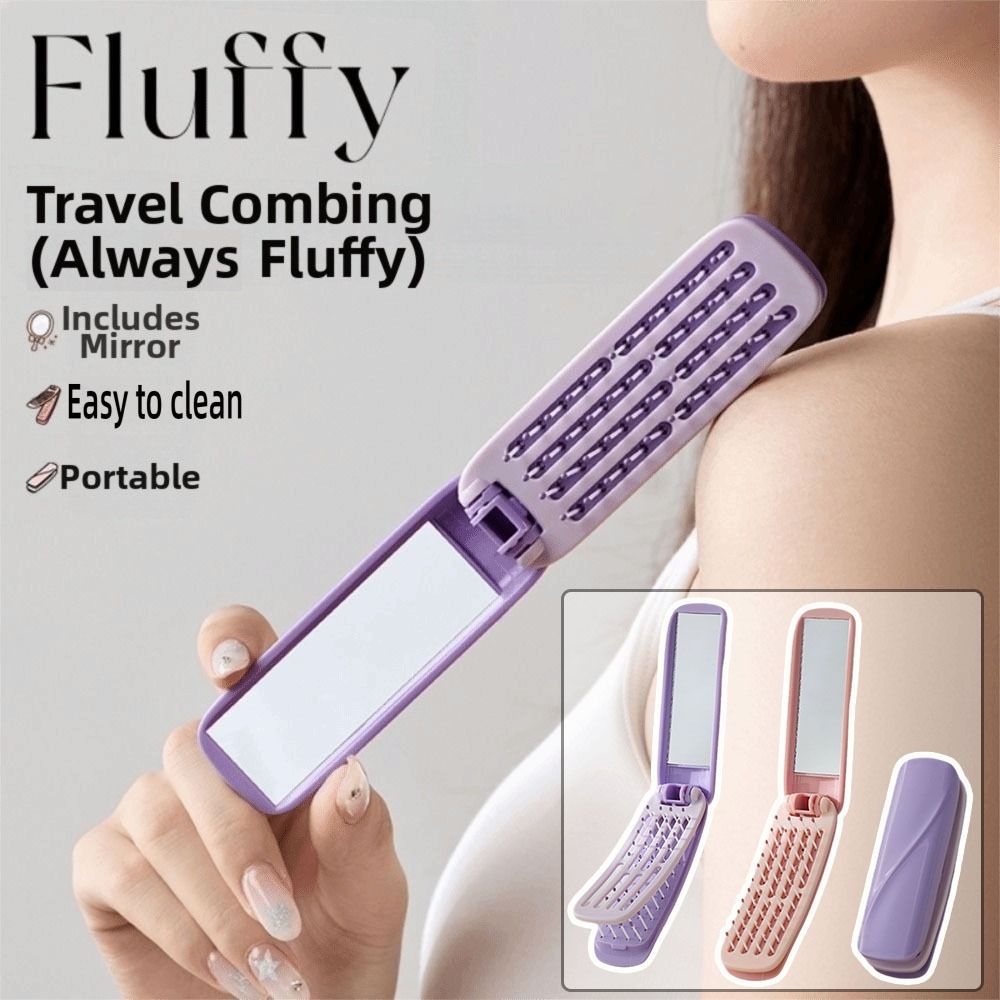 New Self-cleaning Folding Pocket Mirror Comb with Mirror Portable Makeup Mirror Comb Mini Massage Hair Brush for Everyone To Use