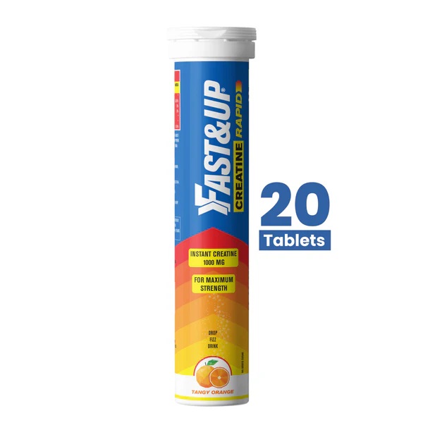 Fast Creatine Monohydrate- 20 Effervescent Tablets (Orange Flavor) For Faster Absorption, Boost Energy, Muscle Volume & Performance