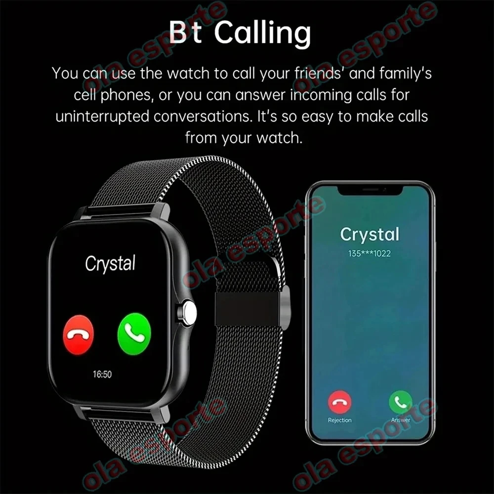 Linman Smart Watch Men Women smarthwhatch Gift Full Touch Screen SportsHigh Quality Fitness Watches BT Calls Digital Smartwatch Wristwatch 2024 New