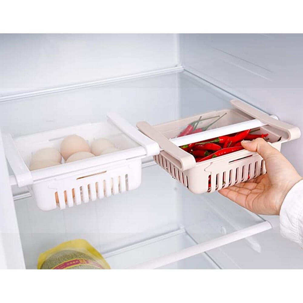 Multifunction Durable Refrigerator Drawer Fridge Storage Box Rack 2pc Set