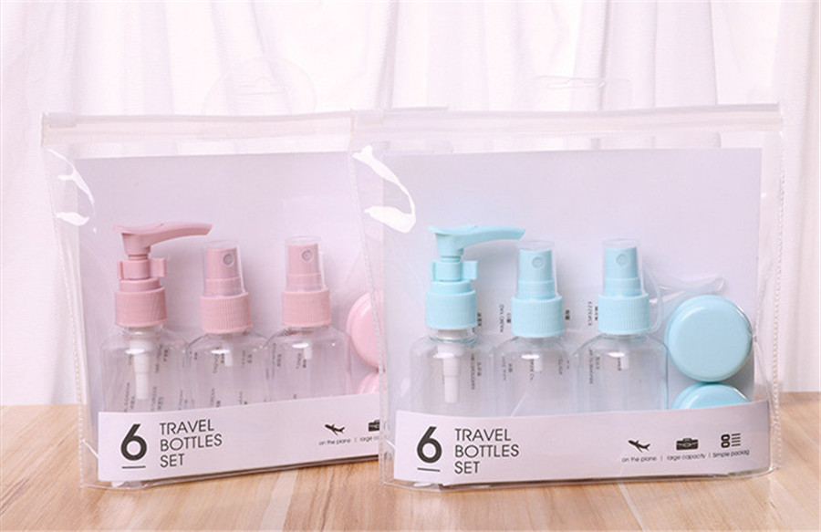 JELLY KELLY=5Pcs Portable Travel Cosmetics Sub-Bottling PET Spray Lotion Cream Refillable Bottle Empty Liquid Container