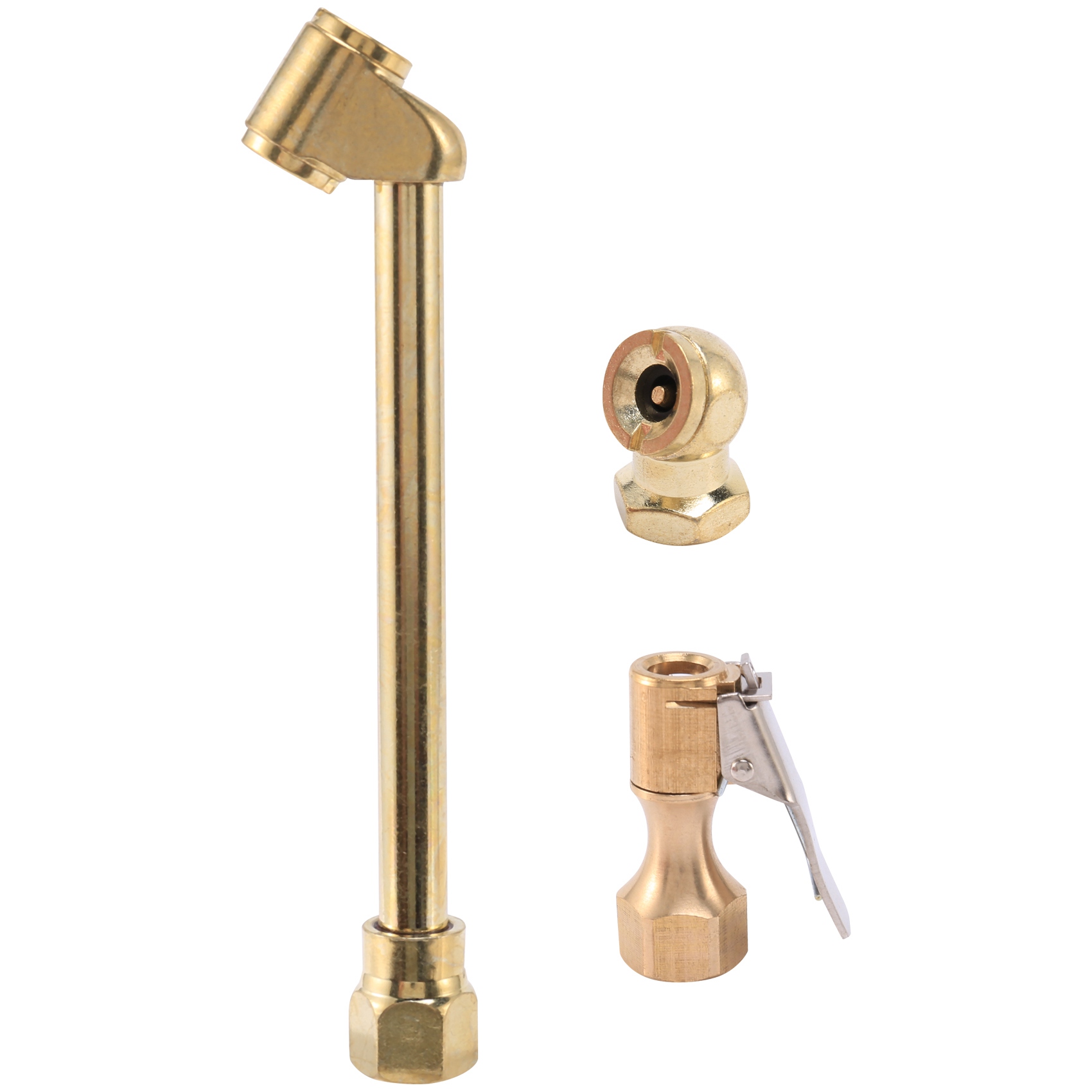 NAMUNY 3 Pack Heavy Duty Brass Air Chuck Set, 1/4 Inch Brass Air Chuck for Tire Inflator Gauge Compressor Accessories