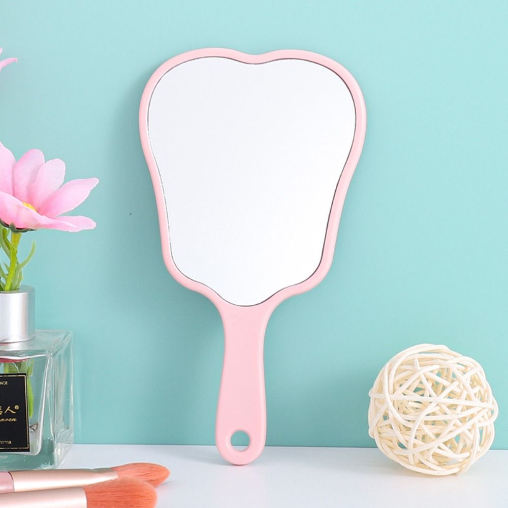 Multipurpose Plastic Tooth-shaped Mirror Mini High-definition Handheld Sector Mirror Lightweight Portable Makeup Mirror Women