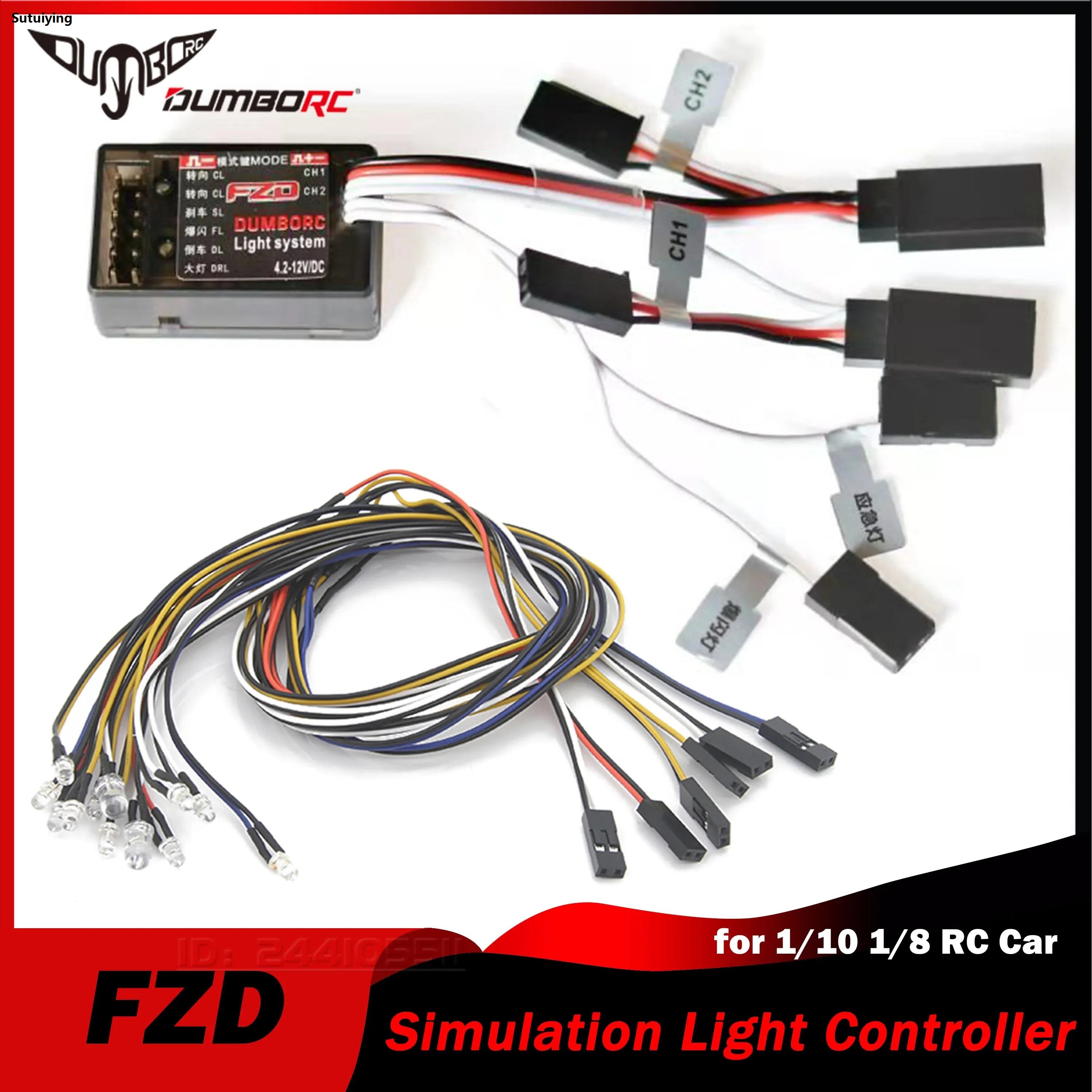 Sutuiying DUMBORC RC Car FZD Simulation Light Controller 12 LED System Bargain price Kit for 1/10 1/8 Truck Drift TAMIYA CC01 4WD Axial SCX10