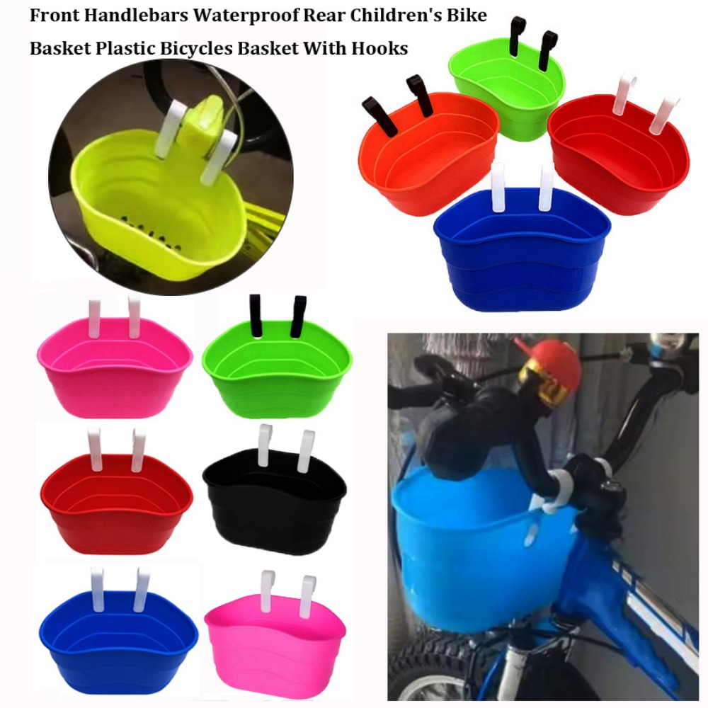 High Quality Waterproof Front Handlebars Basket With Hooks No Installation Bicycles Basket Plastic Rear Children's Bike Basket