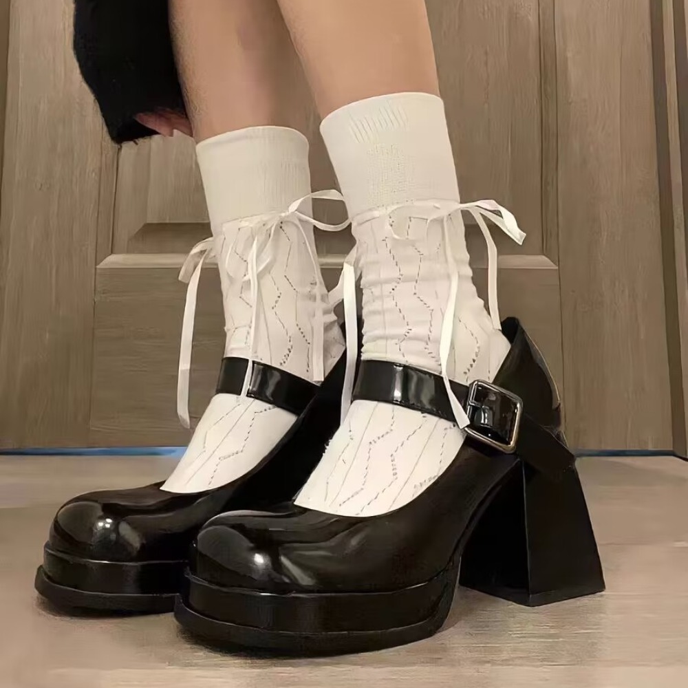 New Polyester Cotton Sweet Style Socks Solid Color Accessories Short Crew Socks Calf Socks