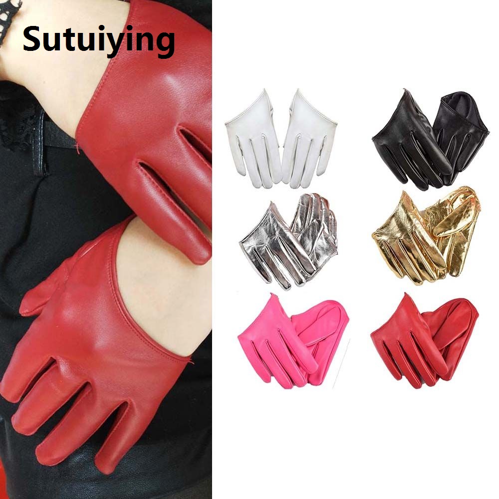 Sutuiying Tight Sliver Solid Color Winter Faux Female Five Finger Mitten Women Mitts Half Palm Gloves Gloves