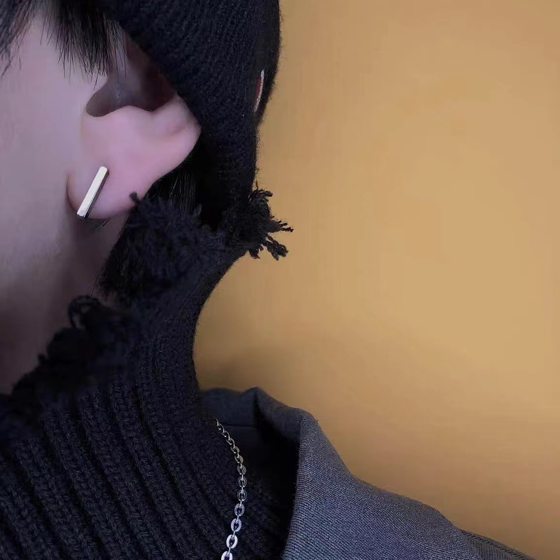 【New arrival】Men's Ear Studs Minimalist Lines Men's Couple Short Geometric Small Ear Studs Personalized All-match Trendy