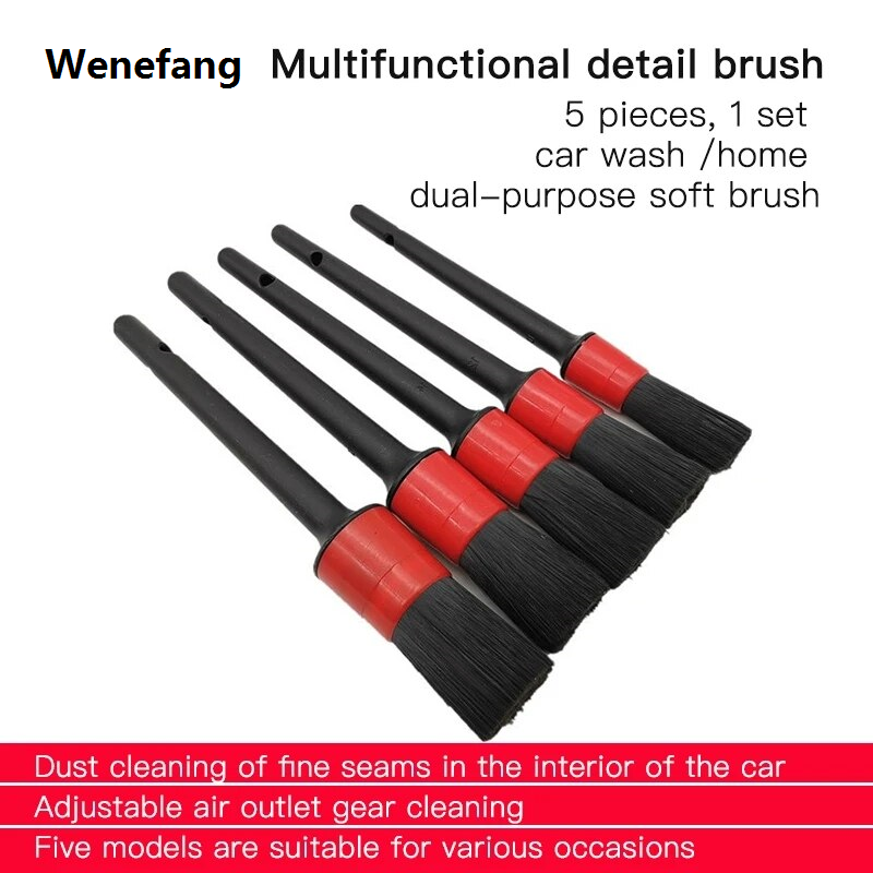 Wenefang 5pcs Car Wash Brush Soft Brush Detail Brush Automotive Interior High Quality Cleaning Tools Air Conditioner Air Outlet Cleaning Brush
