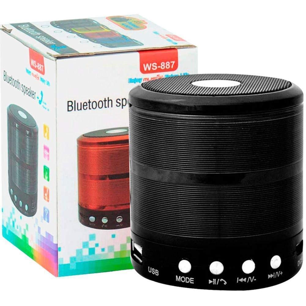 Wireless Mini WS 887-BT Stereo Speaker Desktop Portable Speakers with FM Radio Mic Micro SD Memory Card Slot, AUX for All Smartphones