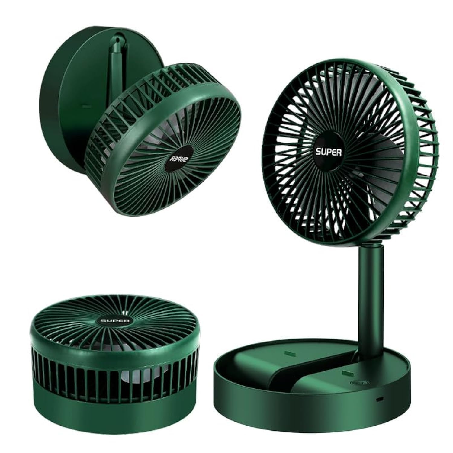Portable Folding Rechargeable Standing Pedestal USB Fan, 3 Speeds, for Home, Camping, Outdoor and Office