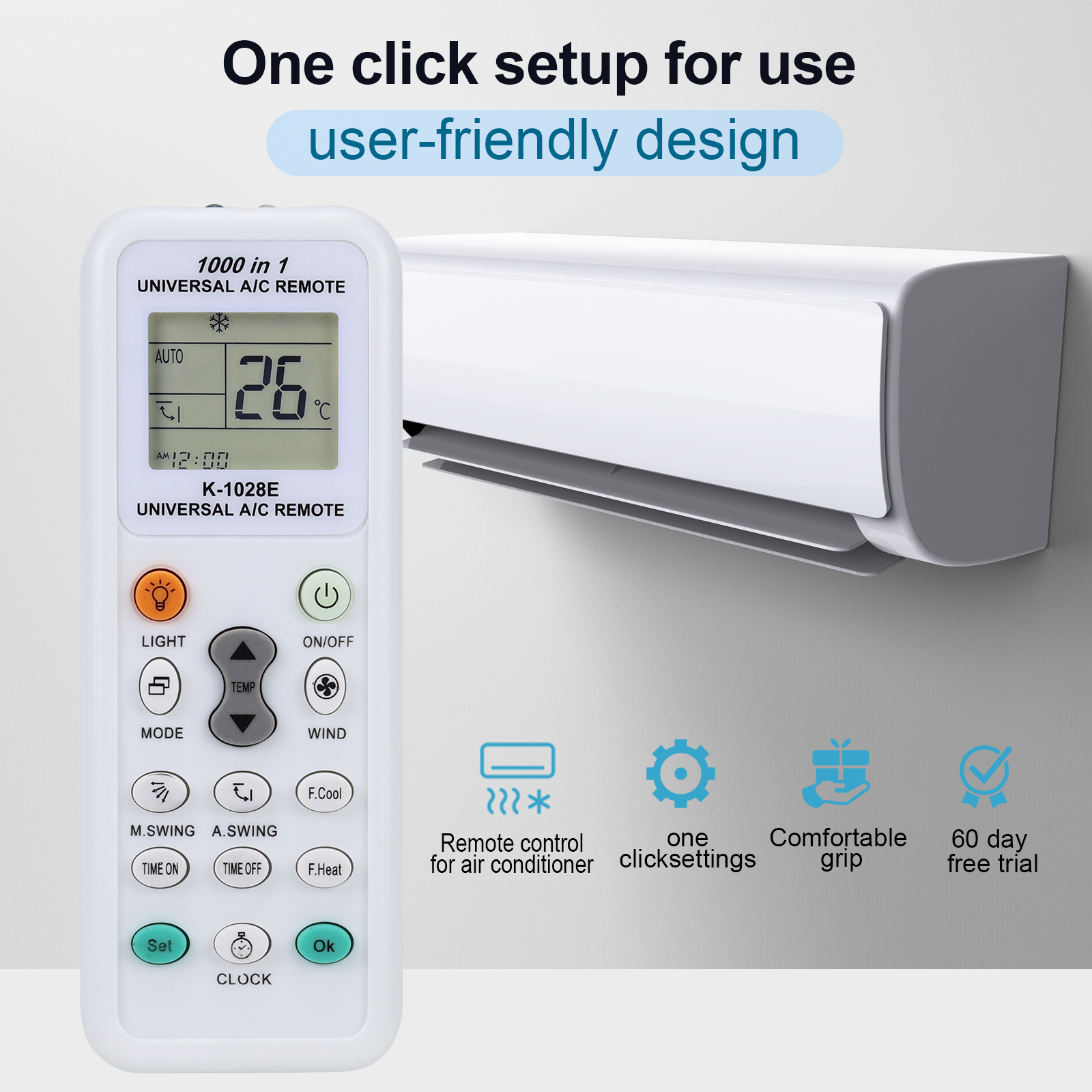 NEW Universal Air Conditioner Remote Control Lcd A/C Conditioning Controller 1000 in 1 for Mitsubishi Toshiba Hitachi Fujitsu Daewoo