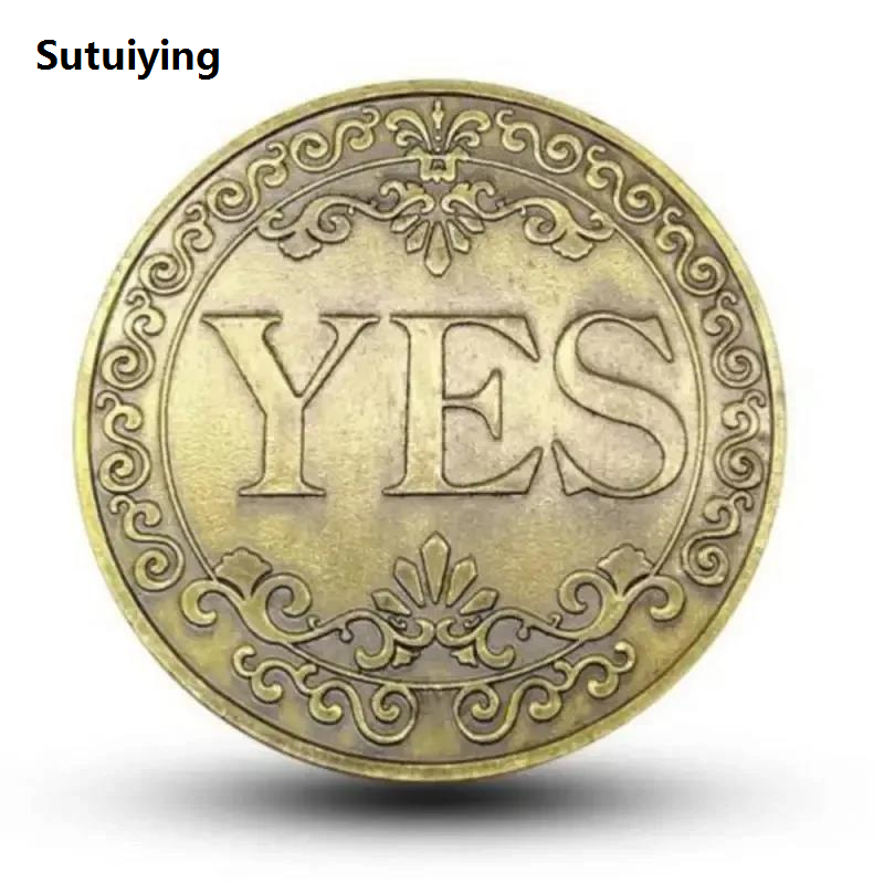 Sutuiying 1Pc Creative Alloy Coin Collectible Yes or No Challenge Decision 2025 Coin Art Collection Double Side Gift Commemorative Gold Coin
