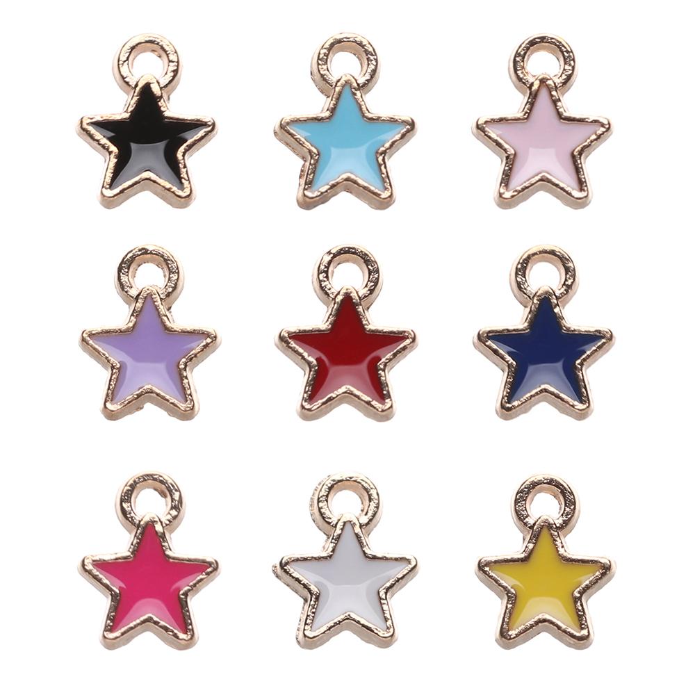 50PCS Gift Handmade Necklace DIY Accessories Candy Color Jewelry Making Pentagram Pendants Mini Stars Enamel Star Charms