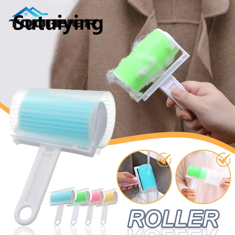 Sutuiying transparent bag Clothes Coat Sticky Lint Roller Dog Pet Hair Remover Mini Portable Cleaning Device Dropship
