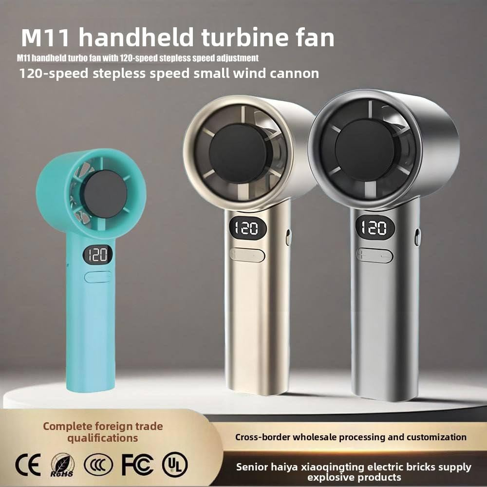 Prime Picks Premium M11 Turbo Portable Handheld Fan | 1-120 Infinite Variable Speed Rechargeable Fan | Mini Personal Cooling Fan with Smart LED Digital Display | Type-C Desk Table Fan | Portable Fan | Hand Fan