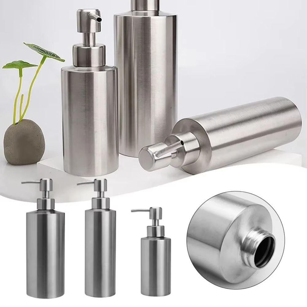 Multipurpose Cylindrical Countertop Sink Soap Dispenser 250ml/350ml/550ml Manually Pressing Emulsion Bottle Stainless Steel High Quality Liquid Soap Bottle Hand Sanitizer