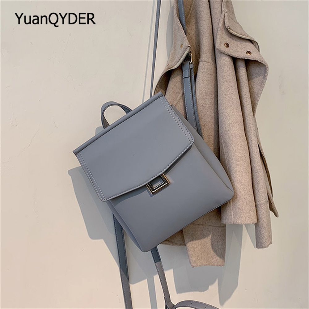 2021 Spring New Luxury Design Women's Backpack Fashion Solid Color Small Ladies Backpack High Quality Leather Student School Bag